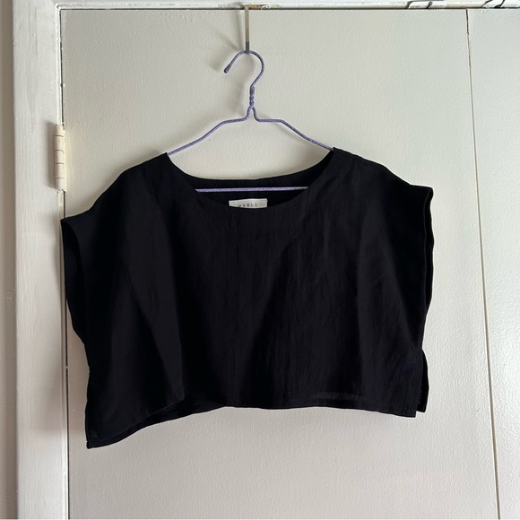 Mable Brand Short Black Crop Top Loose Fit Women's Summer Cover Up Size Small - Picture 1 of 6
